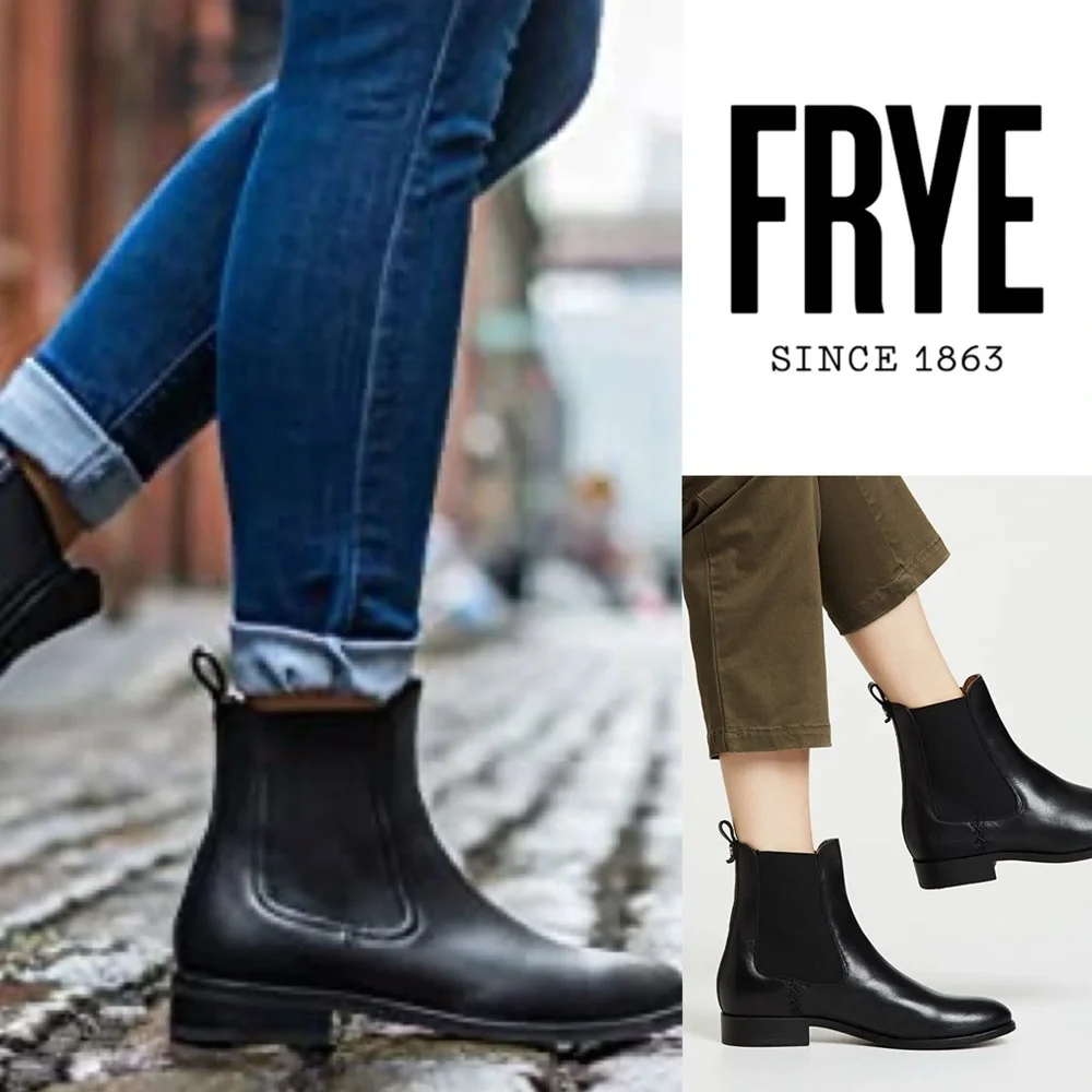 Frye MELISSA DOUBLE SOLE CHELSEA boots booties women size 9 smooth black leather